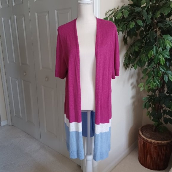 Lane Bryant Sweaters - NWT Lane Bryant Open Long Line Color Block Cardigan Size 18/20